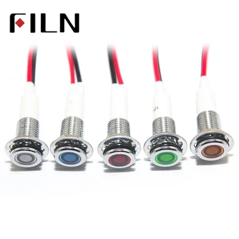 

waterproof Signal lamp pre-wires metal Indicator light 10mm with wire 6V 12V 24V 110V 220v red yellow blue green white