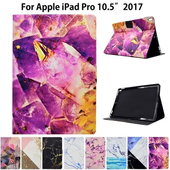 

Marble Pattern Case For Apple iPad pro 10.5'' 2017 Case Smart Cover Funda Tablet Model A1701 Soft TPU+PU Leather Stand Shell