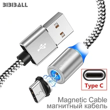 1 м светодиодный магнитный USB кабель для Xiaomi Mi 9 redmi note 7 pro usb type C кабели для зарядки мобильных телефонов для Xiaomi Mi 8 A2 A1 MAX 3