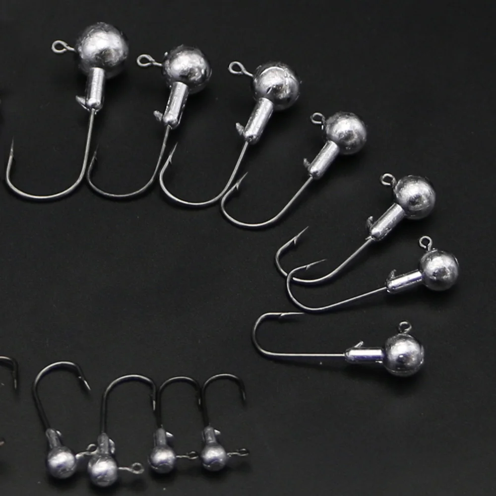 50 шт./лот Lead Jig Head рыболовный крючок 1g 1,5g 2g 2,5g 3,5g 5g 7g рыбацкие Крючки для рыбалки, мягкие блесны на удочку углерода Сталь крючки YG24