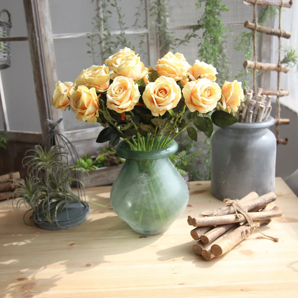 Искусственные розы, фланелевые цветы, свадебный букет, свадебный Декор для дома, искусственный цветок