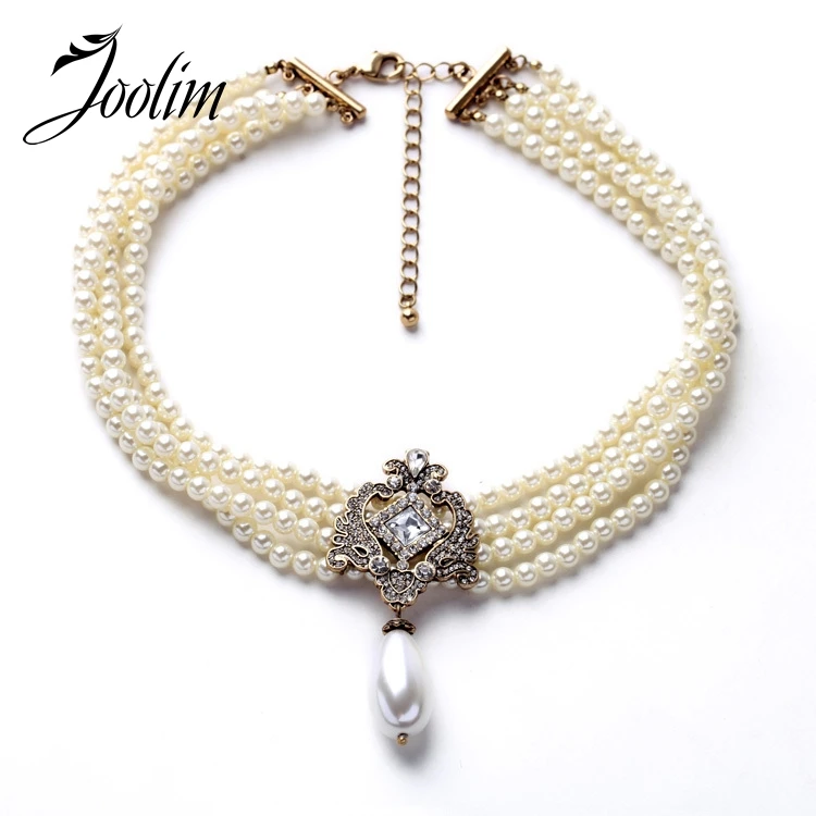 

JOOLIM Luxury 4 Layers Pearl Statement Choker Collar Necklace Wedding Necklace free shipping