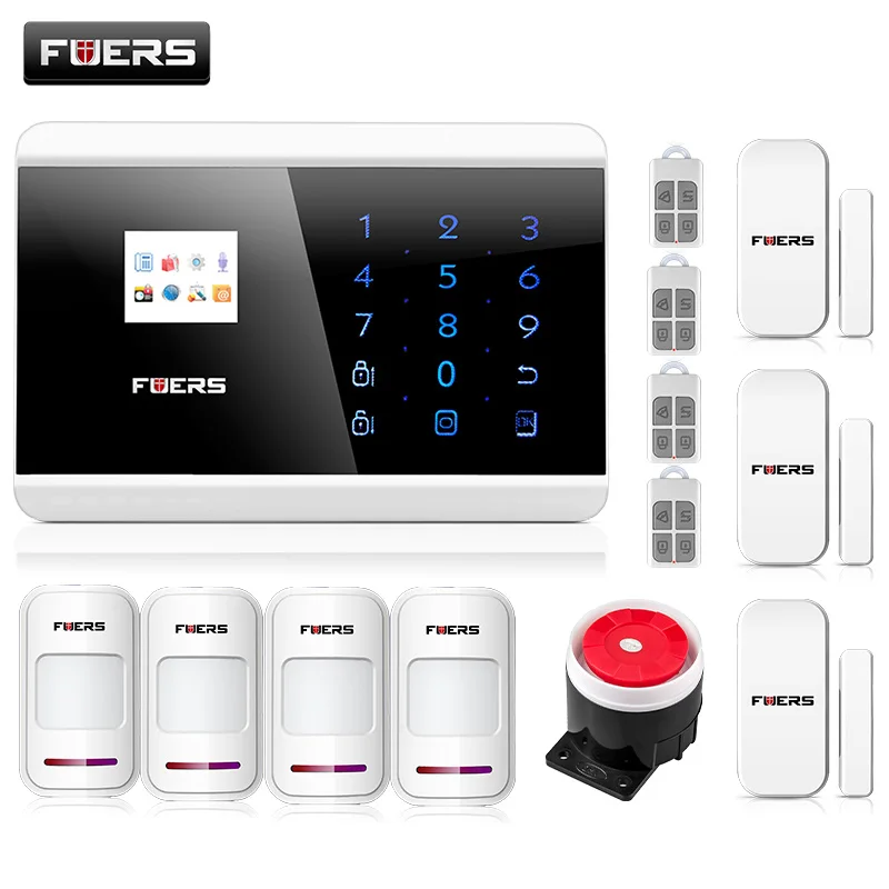 Quad4 Band LCD Smart Touch Keypad Panel Wireless PSTN SMS Voice Burglar GSM Android IOS APP remote Arm Alarm Security System