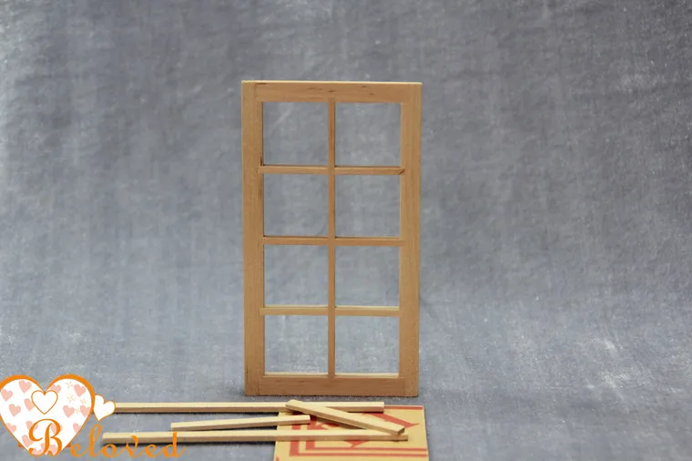 DIY Незаконченный Dollhouse Миниатюрные Фея Французские Окна с 8 Стекла Деревянный