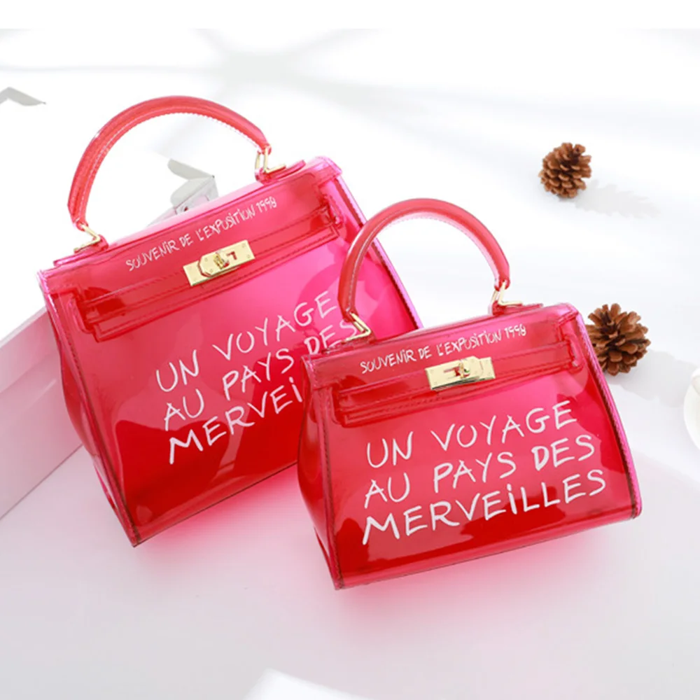 

Clear Transparent PVC Shoulder Cosmetic Bags Women Candy Color for Women Jelly Purse Solid Handbags Large Capacity Crossbody Bag
