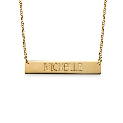 Engraved Bar Necklace in Gold Plating Customized Initial Stamp Pnedent Fashion Women Design Jewelry