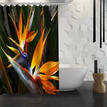 

New bird of paradise flower Custom Shower Curtain Waterproof Fabric Bath Curtain for Bathroom WJY1.17
