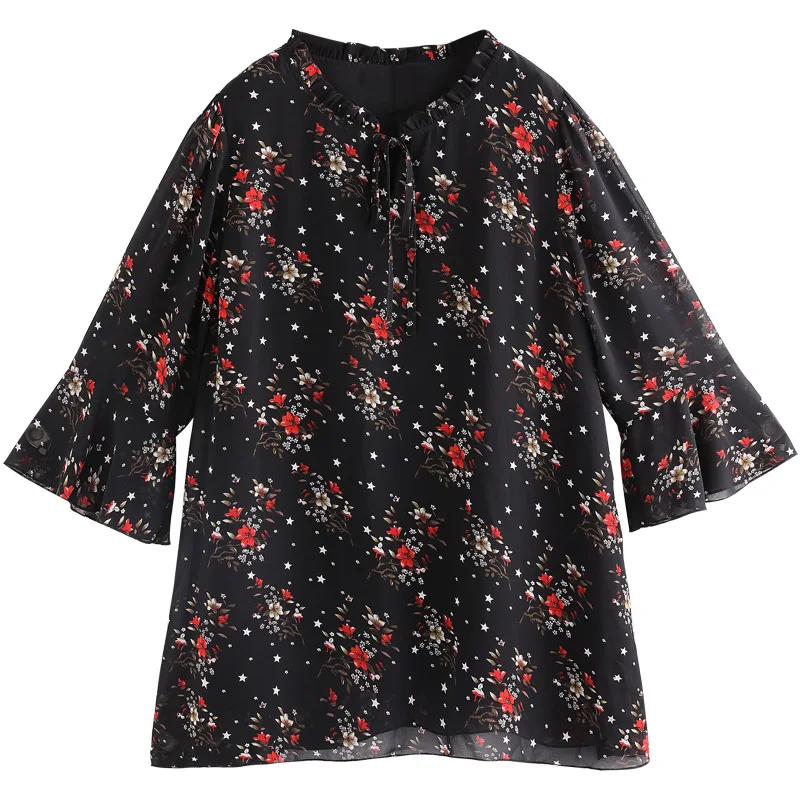 

Women Autumn Long Sleeve Blouse Plus Size 10XL 9XL 8XL Fashion Women Floral Print Chiffon Tops Elegant Mama Larger Size Blouse