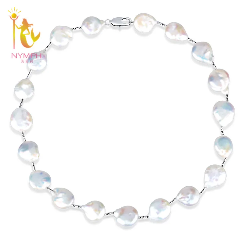 NYMPH Classsic Pearl Necklace Jewelry Natural Freshwater Baroque Bijoux Metal Chain Women Party Gift | Украшения и аксессуары