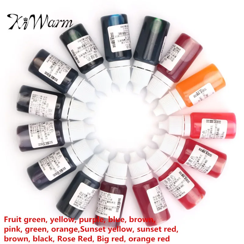 

KiWarm Newest 15Pcs 10ML Epoxy Resin Pigment UV Resin Coloring Dye Colorant Resin Pigment DIY Handmade Crafts Art Sets 15Colors