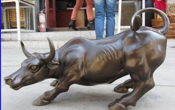 

zhmui88002334<<+30cm Lucky Chinese Bronze Copper Feng Shui Zodiac Year Oxen Statue Figure