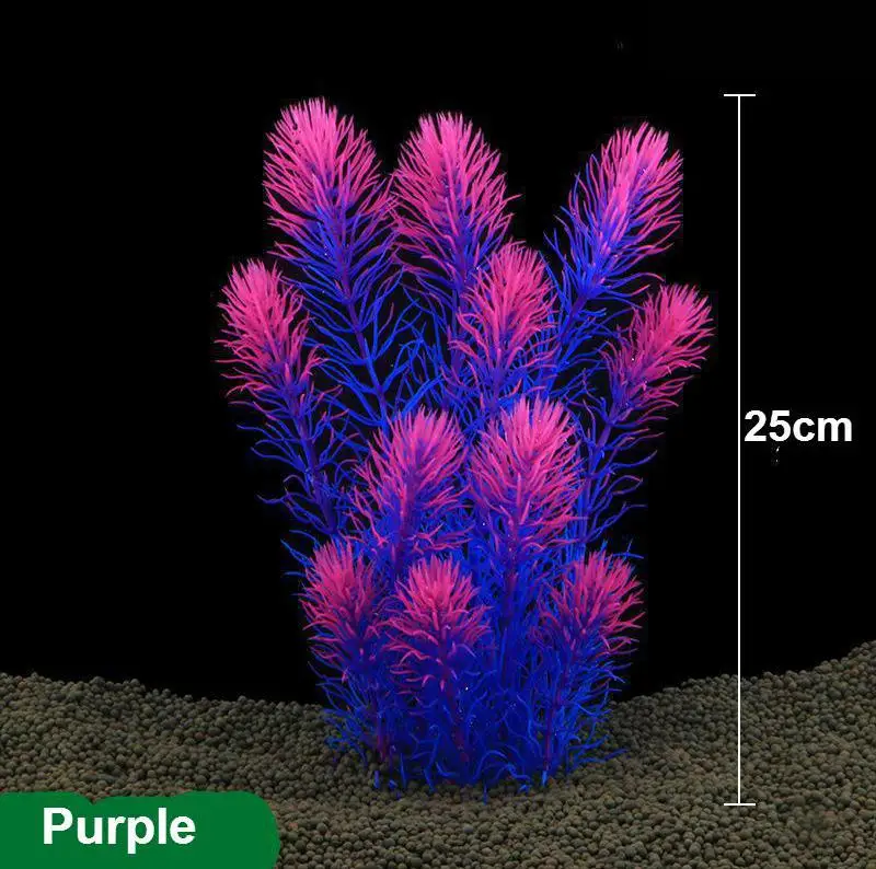 Дизайн Plstic искусственное растение украшение аквариума водяное растение для аквариума украшение травы высота 25 см - Цвет: purple