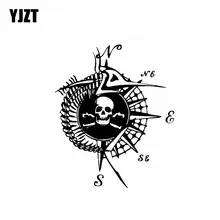 YJZT 15.8CM * 19CM Bone Skull kompas winylowa tablica naścienna osobowość wystrój samochodu naklejki czarny/srebrny C10-01780