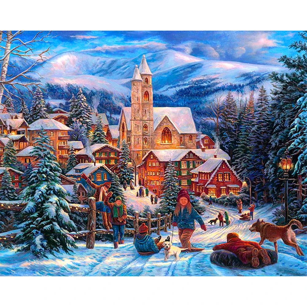 

LI LOYE 5D DIY Diamond Painting Skiing scene Embroidery Diamond Painting Cross Stitch full Rhinestone Mosaic Painting art RT899