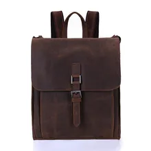 Большой Ёмкость реального Пояса из натуральной кожи Для мужчин Рюкзаки из воловьей кожи 15.6 ''ноутбук человек Дорожные сумки бренда школьная сумка темно-коричневый