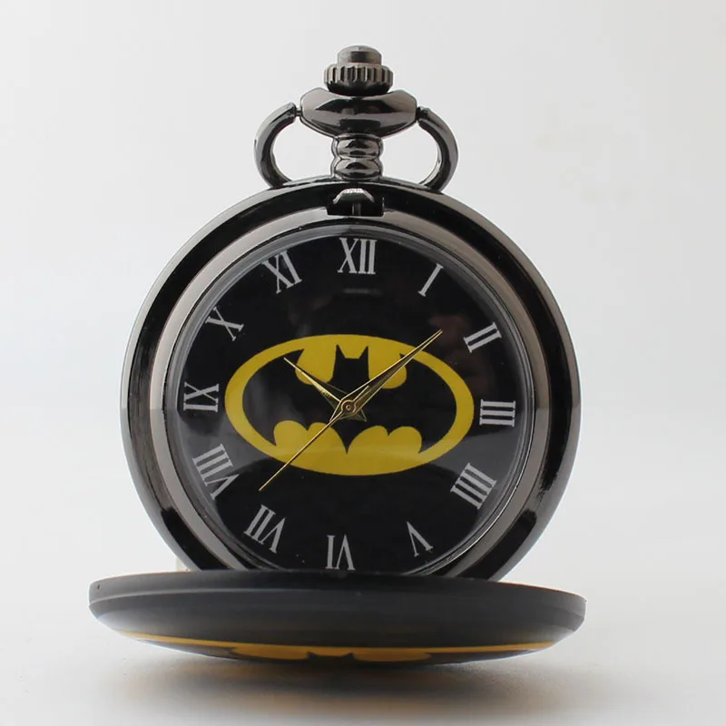 Ретро Бэтмен кварцевые карманные часы для мужчин женщин гладкой римскими цифрами дисплей кулон Fob часы подарок для детей обувь для