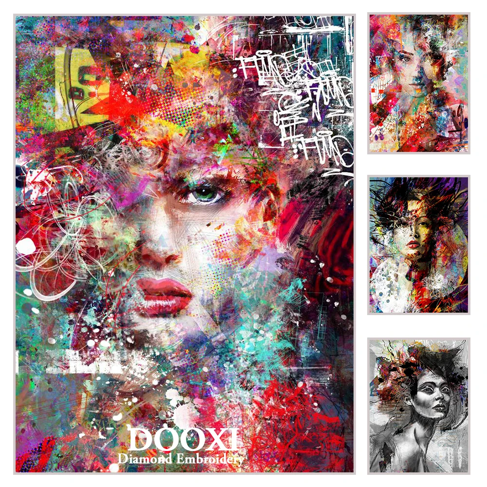 

DOOXI Diamond Painting Cross Stitch Full Square Picture of Rhinestone Colorful Women DIY Diamond Mosaic Diamond Embroidery Sale