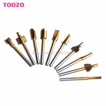 

10Pcs Titanium Mini Hss Router Bits Trimmer Shank Dremel 1/8" 3mm For Rotary Tool G08 Whosale&DropShip