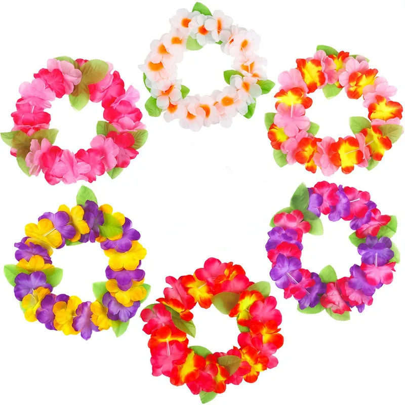 

Artificial flower head ring Hawaii style 6 colors thicken garland for Summer beach and party decoration