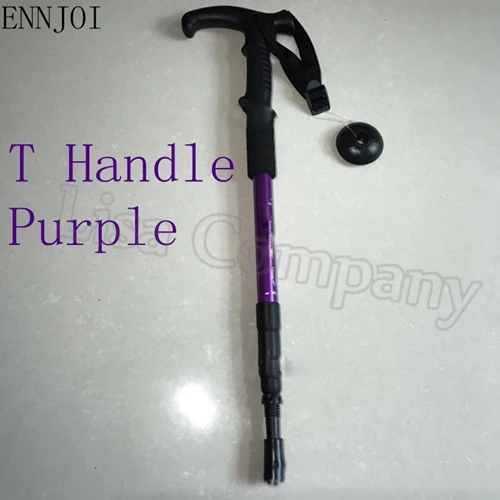 Одна пара Ультра-светильник, регулируемая длина 51-110 см, прямая/Т Ручка, треккинг, лыжный полюс, походная трость, трость - Цвет: Purple T