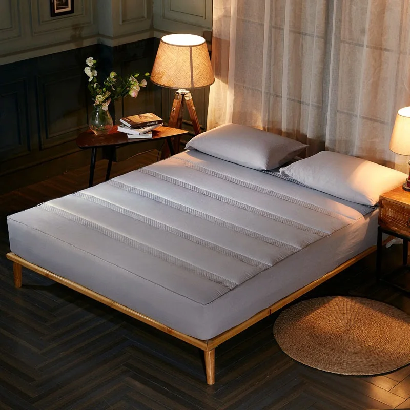 

Washed Cotton Fine Quilted Mattress Cover Fitted Sheet Stereoscopic Roller Comfortable Skin-friendly Pad Home Textile