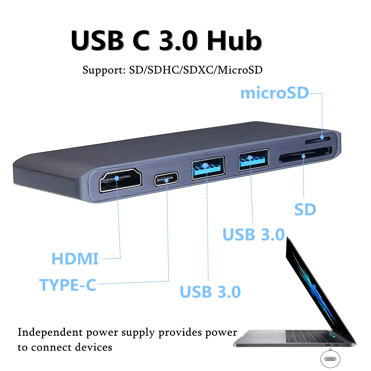 6in1 Тип-C USB3.0 4 К HDMI Дисплей концентратора SD Card Reader адаптер для MacBook Pro XiaoMi samsung huawei Тип C порт компьютера