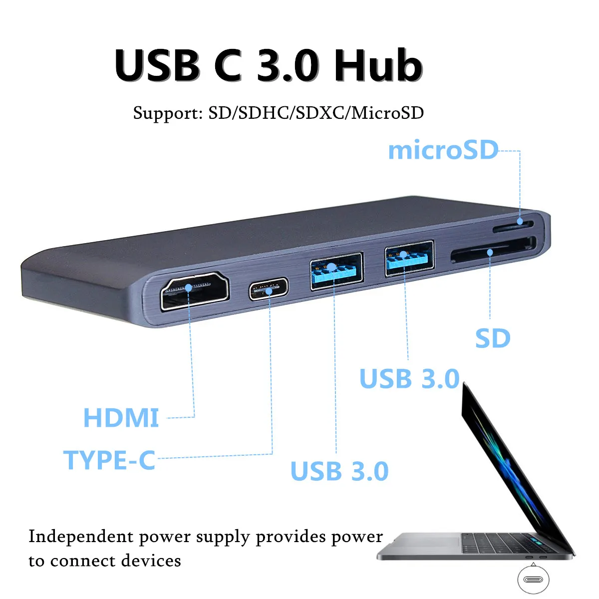 

6in1 Type-C to USB3.0 4K HDMI Display Hub SD TF Card Reader Adapter For MacBook Pro XiaoMi Samsung Huawei Type C port computer