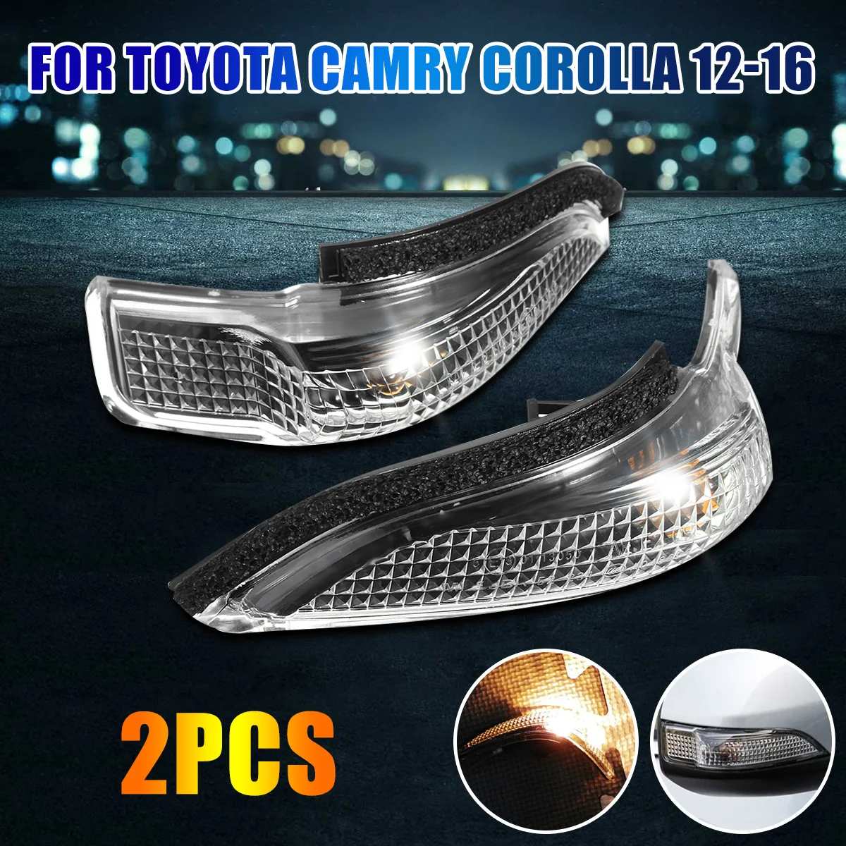 Autoleader 2Pcs Mirror Light Turn Signal Side Light Lamp for Toyota for