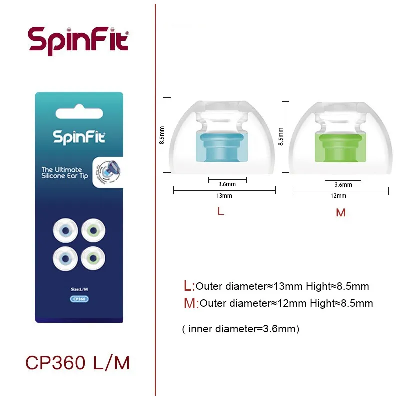 Силиконовые наушники DUNU SpinFit CP360 для настоящих беспроводных Bluetooth наушников - Цвет: L-M