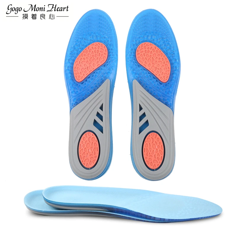 

Silicone Gel Insoles Shock Abosrption Cushion Breathable Sports Anti-Slippery Soft Insole for Plus Size 36-47 Shoe Pad