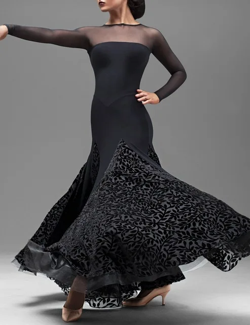 Customize big swing black flamenco skirts ballroom dance skirts women's ballroom tango waltz skirt standard dance dresses