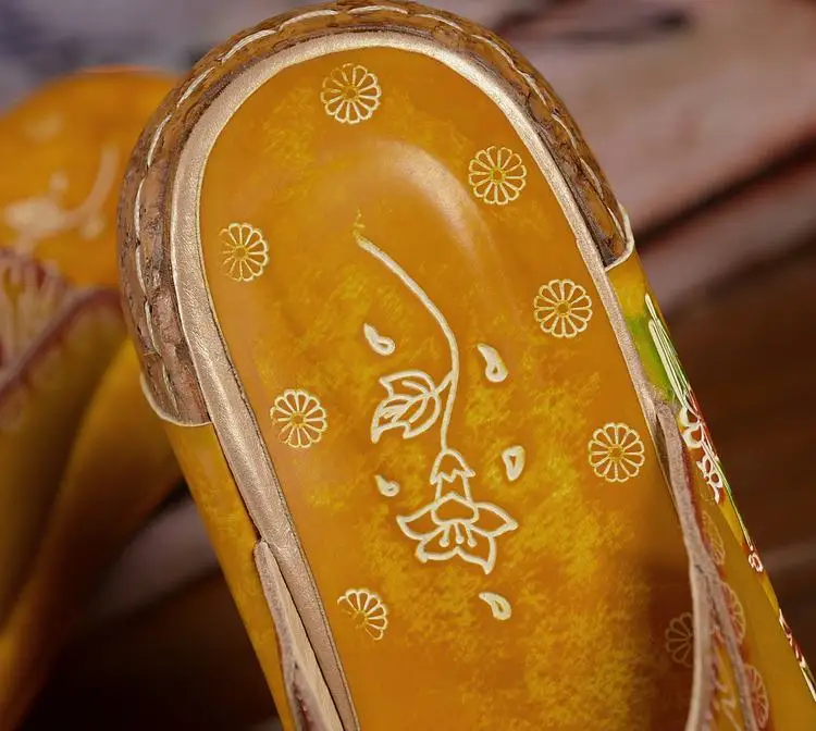 Обувь ручной работы из воловьей кожи с перфорацией в народном стиле художественная обувь в стиле ретро mori girl Женские повседневные сандалии 0933-9