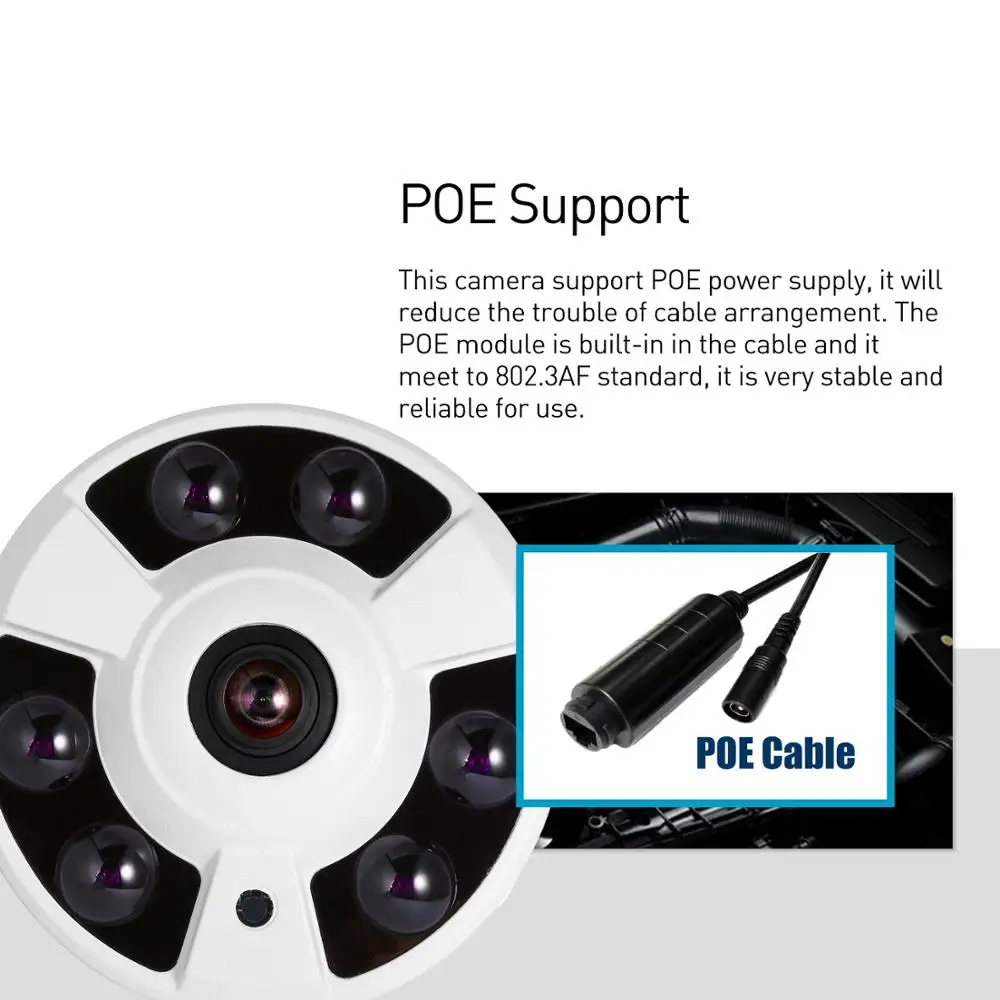 POE FHD 1920x1080 P 2.0MP 6 Массив светодиодный ИК панорамный рыбий глаз ip-камера ночного видения безопасности ONVIF P2P IP CCTV Cam система IR-CUT