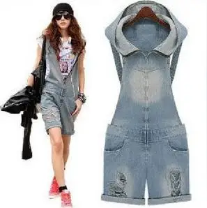 

Women Denim Jumpsuit Casual Pants piece pants denim overalls elastic waist pants Shorts