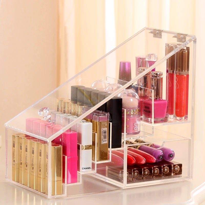 7 layer Trapezoid Transparent Acrylic Nail polish display shelf nail