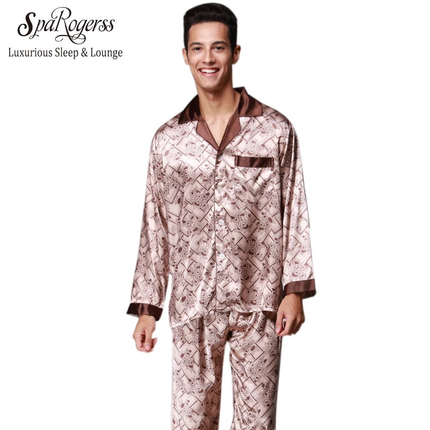 2 Pcs Mens Pajama Set 2018 Brand Pants New Long Pants Sleeved Pajamas