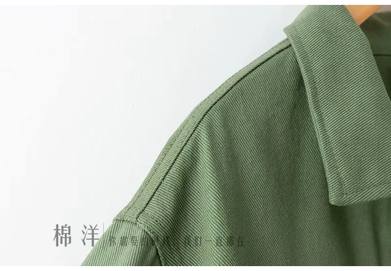 Femme Automne Élégant Armée Mode Vert Nouvelle Couleur Veste 2018 À Lâche Sauvage Tempérament Denim Longues De 1 Décontracté Manches Solide dEqgTvw
