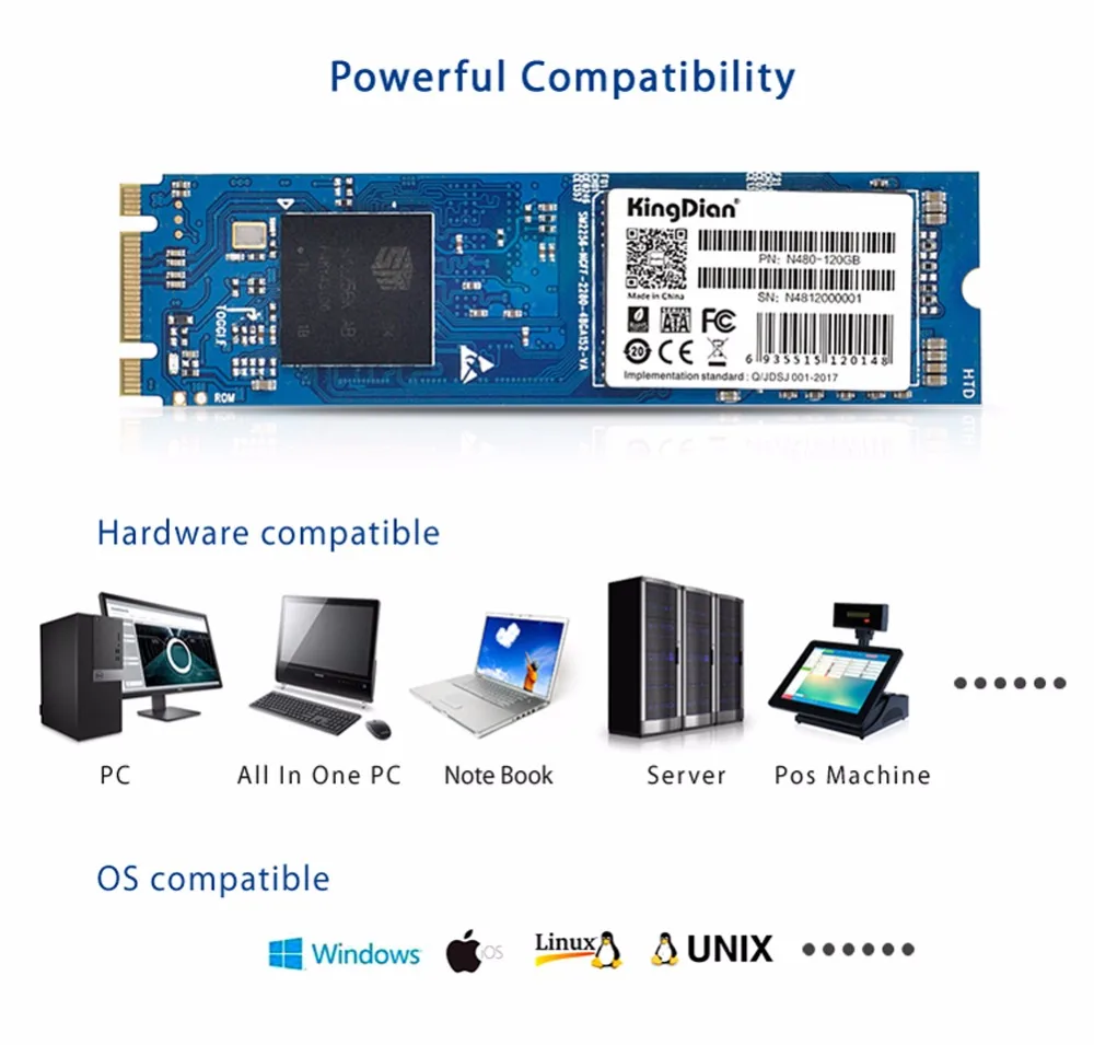 N480-120GB) ssd m2 KingDian Внутренний твердотельный диск Жесткий диск ультра тонкий обновление M.2 22*80 NGFF 120GB 128G SSD диск