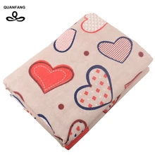 QUANFANG любовь шаблон, печатных хлопок льняная ткань лоскутное стеганое, шитье, DIY, диван/стол, ткань мебель половина метра