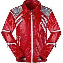 HOT Punk Roten Reißverschluss Michael Jackson Jacken MJ Schlagen Mäntel Schneider Herren Pailletten Jacke Outwear Imitation