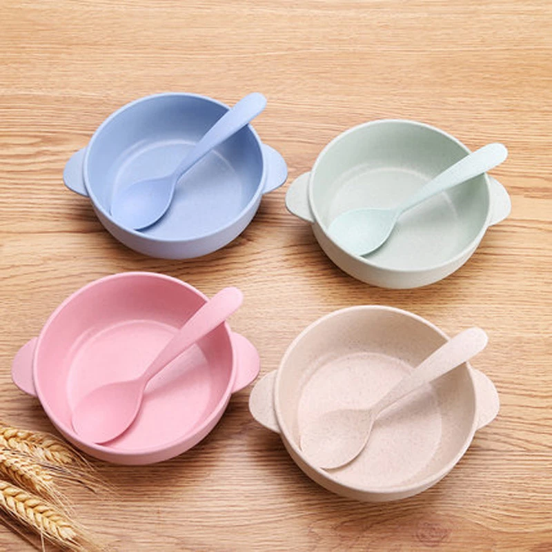 Кухня милый мультфильм пшеничной соломы детская посуда ложка анти скальдинг