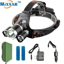 3 CREE XML T6 11000Lm LED Headlight Headlamp Head Lamp Light torch 2×18650 battery+EU/US Car charger for Fishing Camping Lights