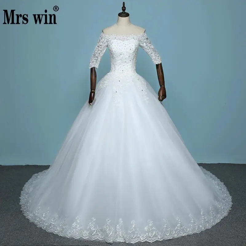 

Vestido De Noiva 2019 3/4 Sleeved Luxury Wedding Dresses Bride Princess Royal Train Lace Elegant Wedding Gown