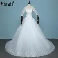 Vestido De Noiva 2019 3/4 Sleeved Luxury Wedding Dresses Bride Princess Royal Train Lace Elegant Wedding Gown