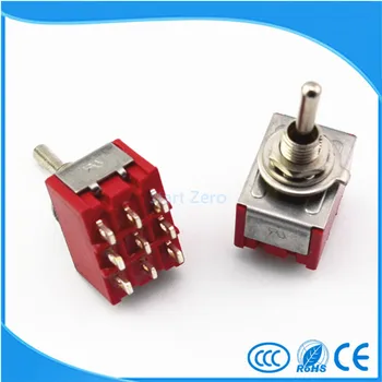 

10Pcs 9-Pin Mini Toggle Switch 3PDT ON-ON/ON-OFF-ON 2A250V/5A125VAC MTS-302 MTS-303