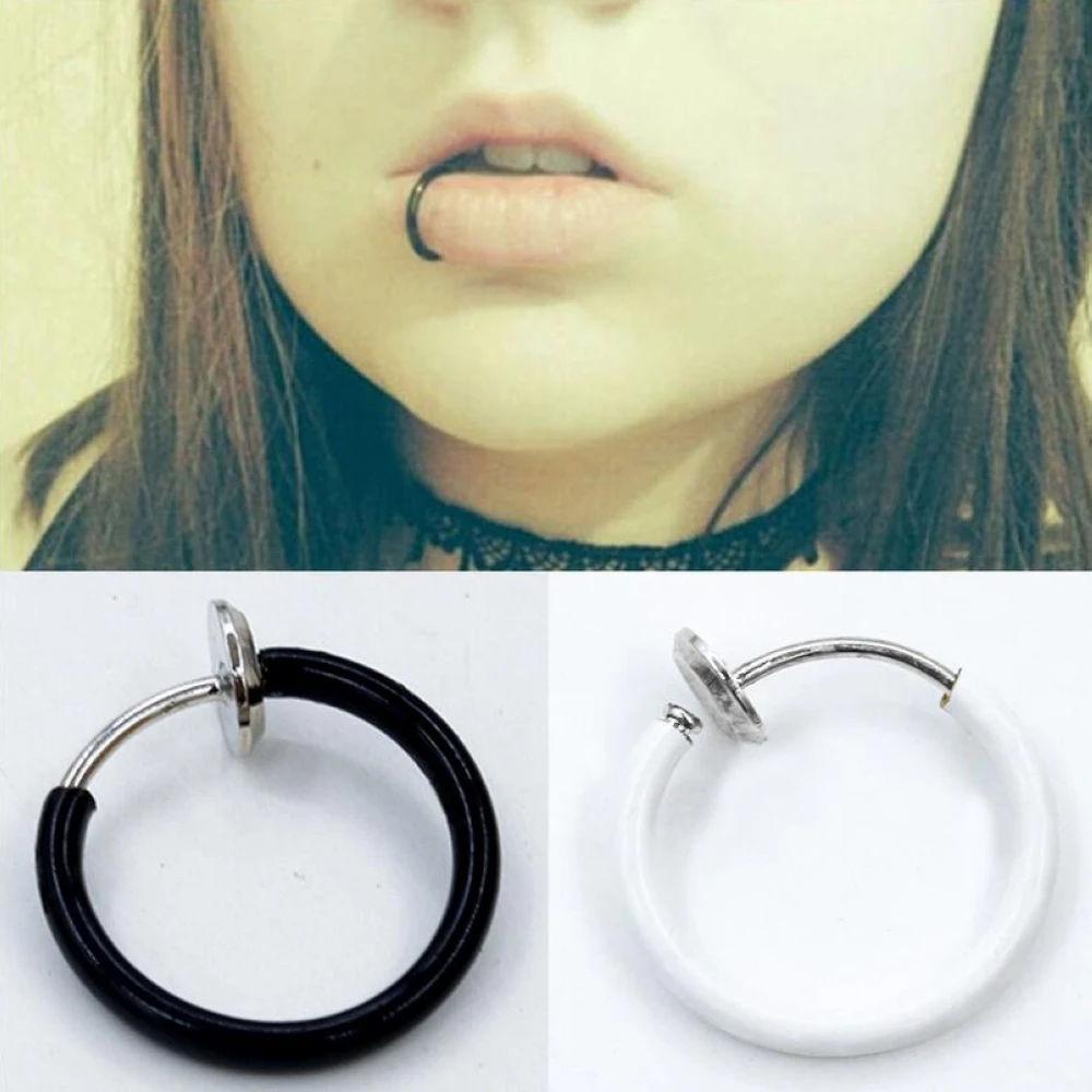 

E0023-C Trade Tiny Loops Single Earring No Ear Pierced Ear Clip Nose Rings Lip Ring for women Men