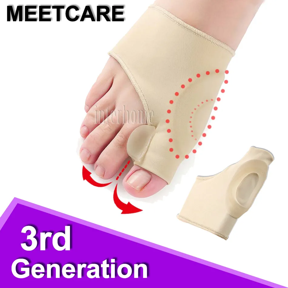 3rd поколения из силиконового геля носки для коррекции исправление вальгусной деформации первого пальца стопы Корректор для большого пальца стопы ортопедической с накатанной головкой Педикюр ног разделитель для Ноги Уход