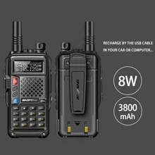 BAOFENG BF-UVB3 PLUS 8 Вт Высокая мощность UHF/VHF Двухдиапазонная 10 км дальняя рация 3800 мАч батарея портативное радио