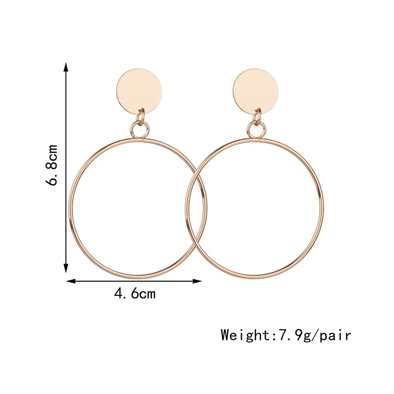 Trendy Gold Sliver Color Geometric Large Hollow Big Round Circle Earrings For Women  Hiphop Rock Simple   Drop Earrings Fashion Jewelry (5)