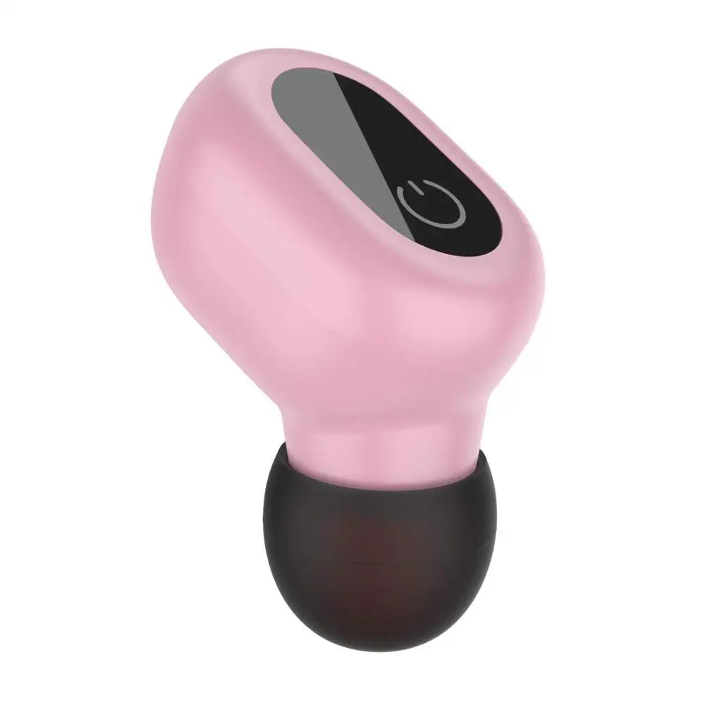 Мини Bluetooth Earbud, один маленький беспроводной наушник Гарнитура для автомобиля с чистым микрофоном-фиолетовый - Цвет: Pink